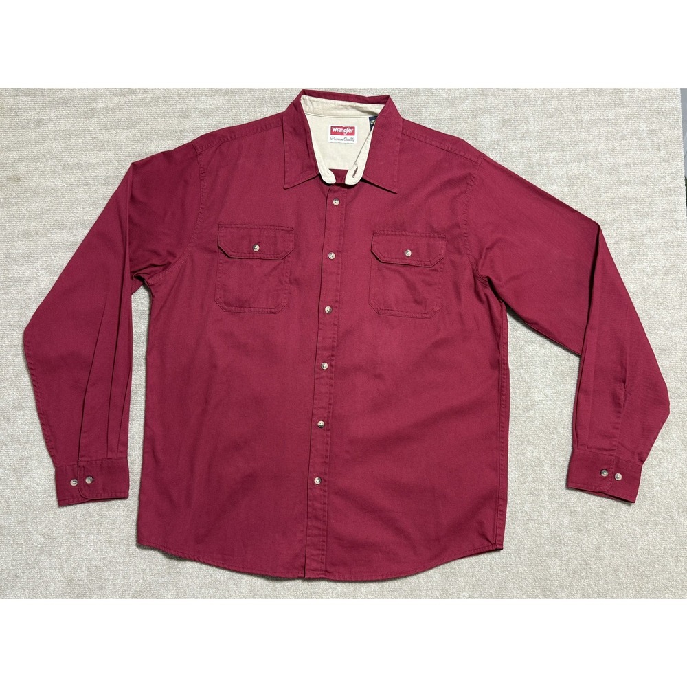 Wrangler Shirt‎ Mens Large Red Long Sleeve Western Workwear Cotton